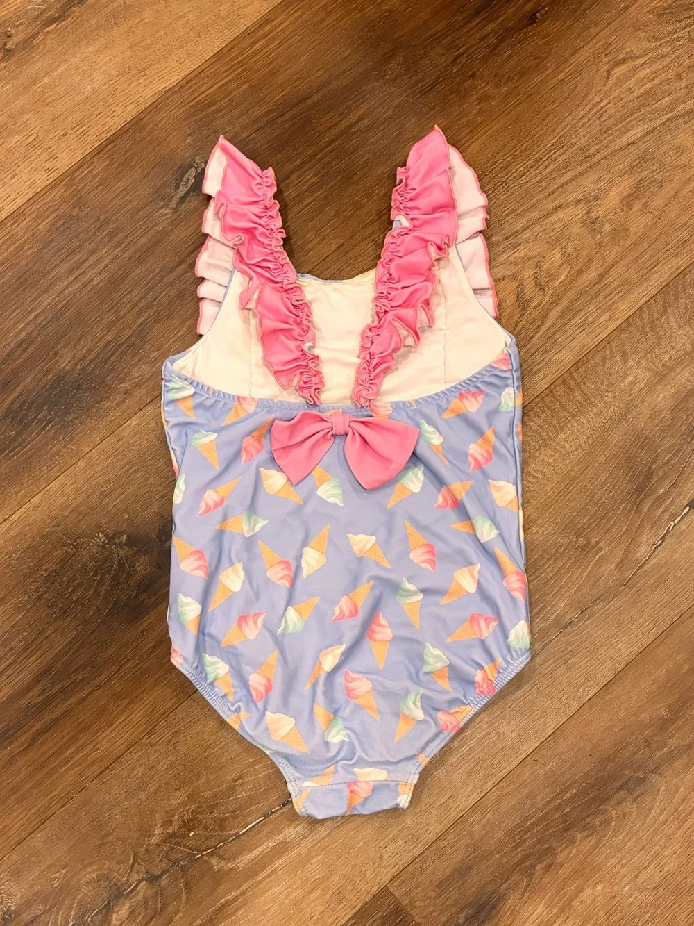 Southern Smocked Co Blue Pink Ice Cream One Piece Swimsuit Vacation Beach 5 Girl